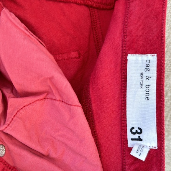 Rag & Bone red velvet pants size 31 - Picture 5 of 6